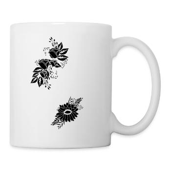 Lettre t floral noir et blanc - Mug blanc - blanc - Droite