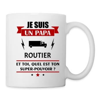 Papa routier super pouvoir, fête des pères, noël - Mug blanc - blanc - Droite