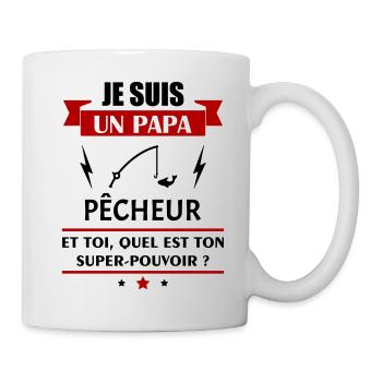 Papa pêcheur super pouvoir, fête des pères, noël - Mug blanc - blanc - Droite