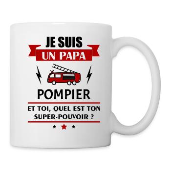 Papa pompier super pouvoir, fête des pères, noël - Mug blanc - blanc - Droite