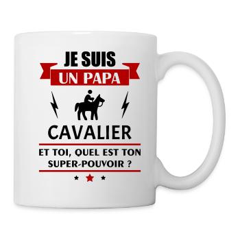 Papa cavalier super pouvoir, fête des pères, noël - Mug blanc - blanc - Droite