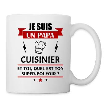 Papa cuisinier super pouvoir, fête des pères, noël - Mug blanc - blanc - Droite