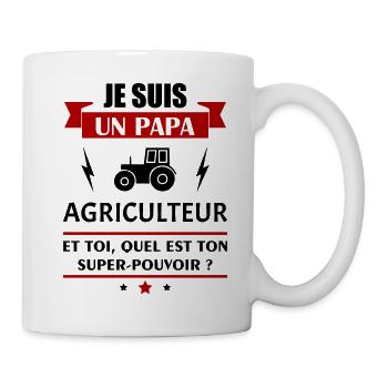 Papa agriculteur super pouvoir,fête des pères,noël - Mug blanc - blanc - Droite