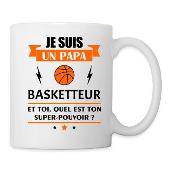 Papa basketteur super pouvoir, fête des pères,noël - Mug blanc - blanc - Droite