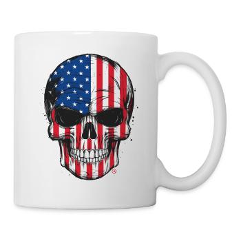 Skull - US Flagge - Tasse - Weiß - Rechts