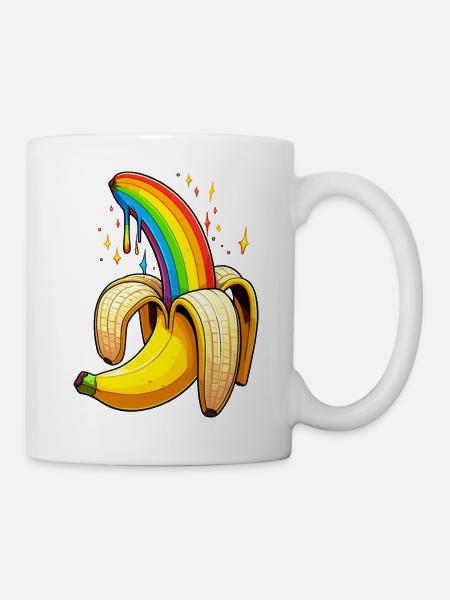 LGBTQ Banana Pride Month Gay Parade Rainbow Fun - Mug blanc - blanc