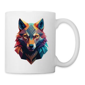 Low-Poly-Avatar eines Wolfes - Tasse - Weiß - Rechts