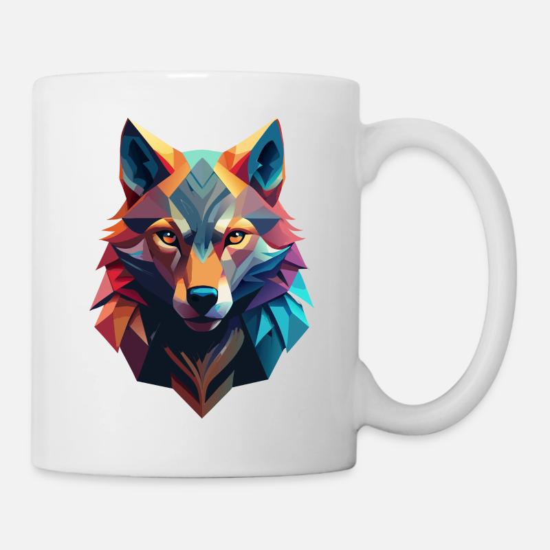 Avatar low poly d’un loup - Mug blanc - blanc