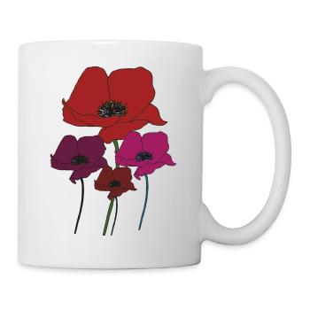 Poppy bouquet - Mug - white - Right