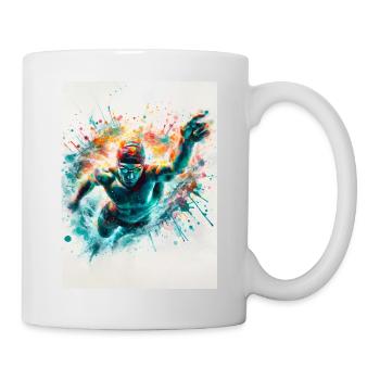 Aquarell-Schwimmer - Tasse - Weiß - Rechts