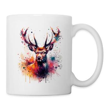 Hirsch in Aquarell - Tasse - Weiß - Rechts
