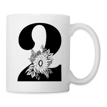 Numéro 2 floral noir -2e anniversaire floral - Mug blanc - blanc - Droite