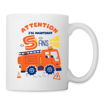 pompiers pour enfants 5 ans anniversaire - Mug blanc - blanc - Droite