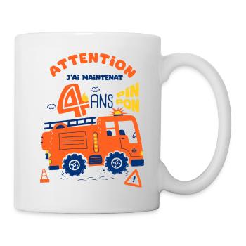 pompiers pour enfants 4 ans anniversaire - Mug blanc - blanc - Droite