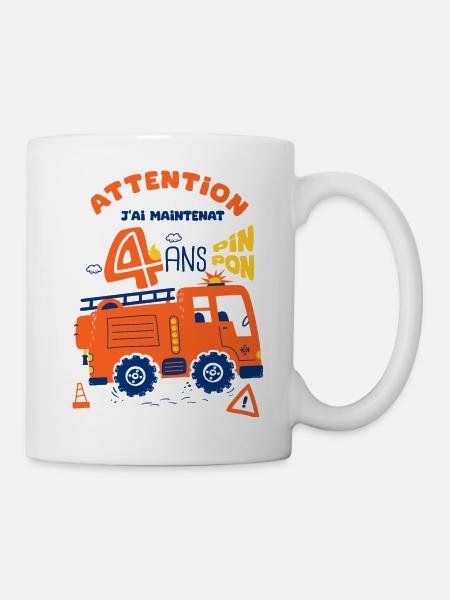 pompiers pour enfants 4 ans anniversaire - Mug blanc - blanc