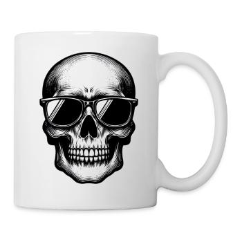 Skull Sunglasses T-Shirt Plain - Mug - white - Right