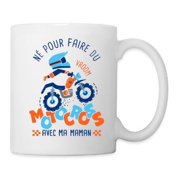 Né pour faire du motocross avec ma maman - Mug blanc - blanc - Droite