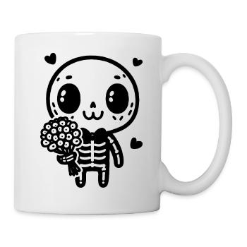 Fleurs Squelette Os - Contraste Mystérieux - Mug blanc - blanc - Droite