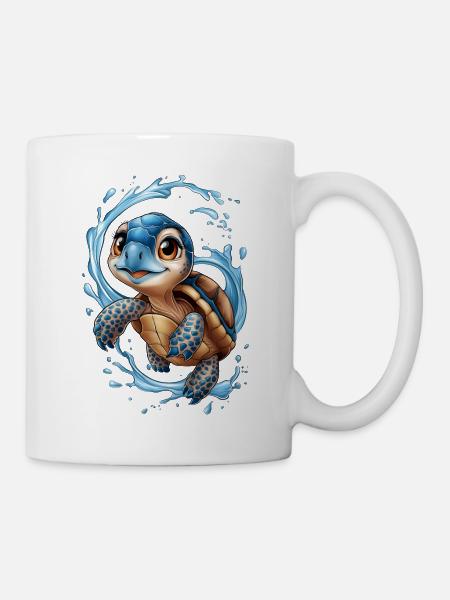 happy little turtle - Urlaubsspaß am Meer - Tasse - Weiß