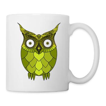Stylized Green Steampunk Owl - Mug - white - Right
