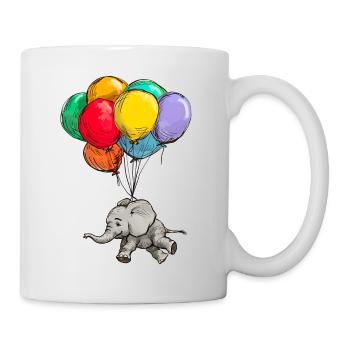 Elephant Floats with Colorful Balloons - Mug - white - Right