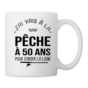 50 ans je vais à la pêche pour garder la ligne - Mug blanc - blanc - Droite