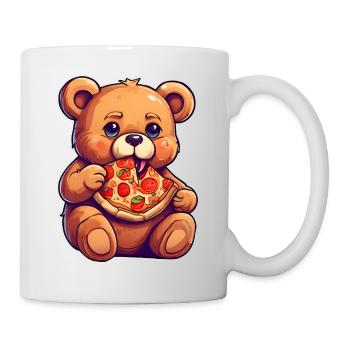 L’ours en peluche adore la pizza - Mug blanc - blanc - Droite