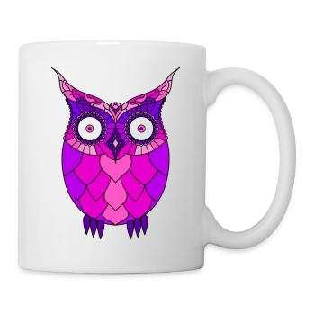 Stylized Purple Steampunk Owl - Mug - white - Right