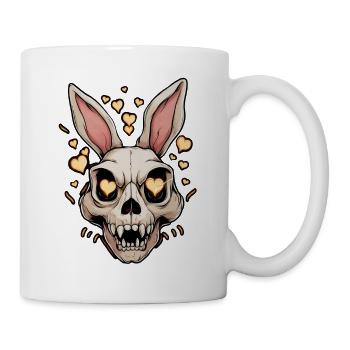Skelett Hase Buch Halloween - Tasse - Weiß - Rechts