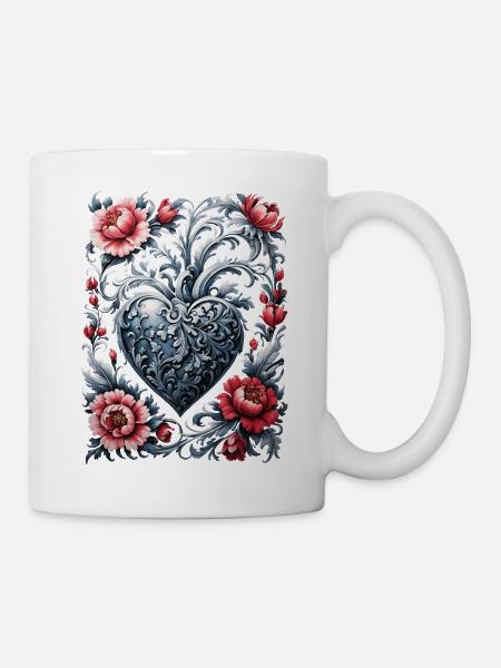 Herz Barock - Tasse - Weiß