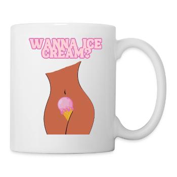 Wanna ice cream? - Mug blanc - blanc - Droite