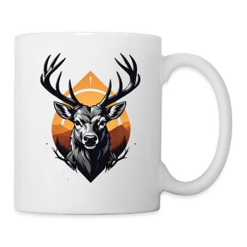Majestätischer Hirschkopf mit großem Geweih - Tasse - Weiß - Rechts
