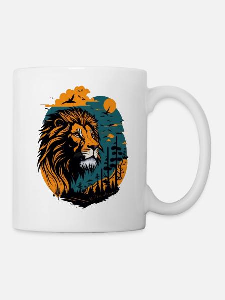 majestätischer Löwe - Tasse - Weiß