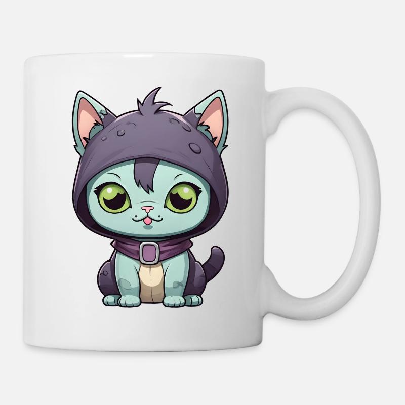 Halloween Monster Katze - Tasse - Weiß