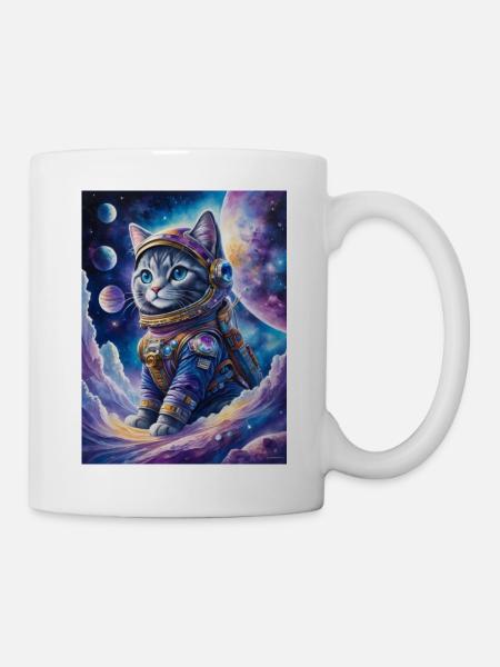 chat astronaute - Mug blanc - blanc