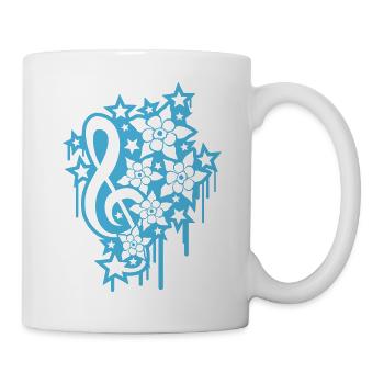 Musik Notenschlüssel Note Graffiti Tropfen Blumen - Tasse - Weiß - Rechts