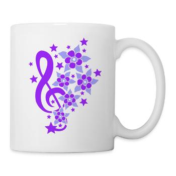 Musik Notenschlüssel Note Schöne Sterne Blumen - Tasse - Weiß - Rechts