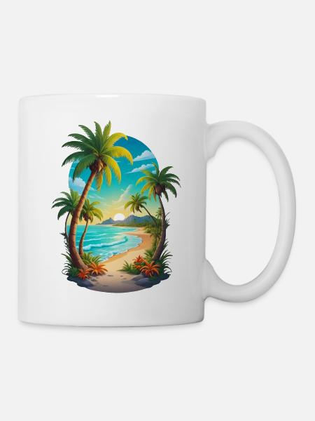 Plage de palmiers - Mug blanc - blanc