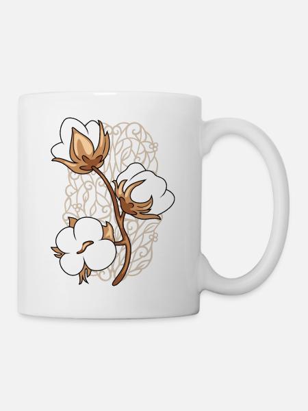 Ornamental element with blooming cotton twig - Mug - white