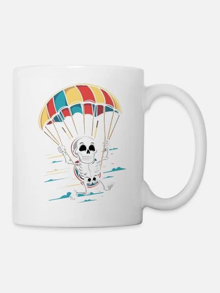 Aviation Schädel mit Regenschirm - Tasse - Weiß