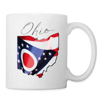 Ohio (États-Unis) | Drapeau réel | Flag Map Script - Mug blanc - blanc - Droite