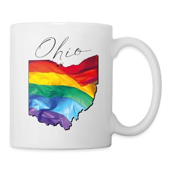 Ohio (États-Unis) | Drapeau réel | Texte LGBTQIA+ - Mug blanc - blanc - Droite