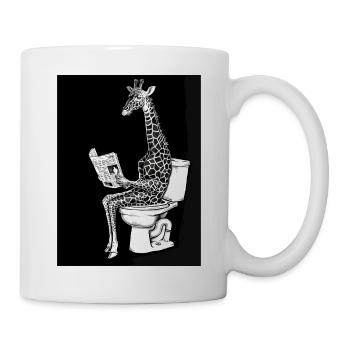 Entspannter Giraffen-Leser auf Toilette - Tasse - Weiß - Rechts