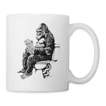 Gorilla genießt die Lektüre auf Toilette - Tasse - Weiß - Rechts