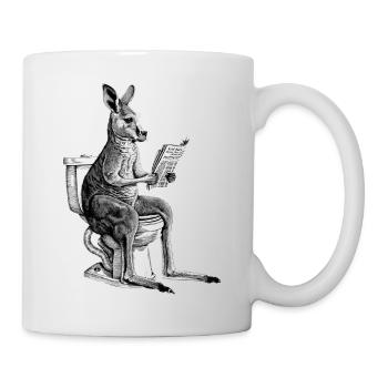 Kangaroo reading the newspaper - Mug - white - Right
