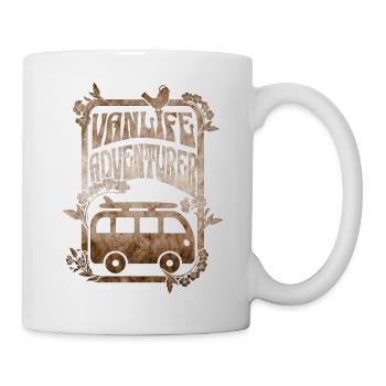 Vanlife Adventurer - goldenes Sepia-Design - Tasse - Weiß - Rechts