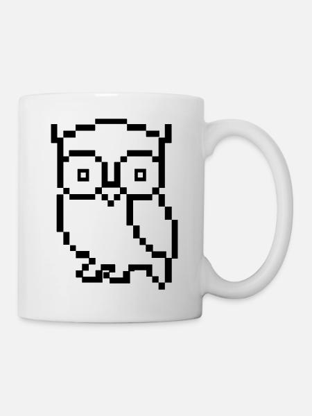 eule pixel - Tasse - Weiß