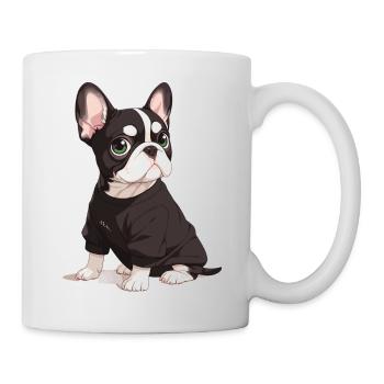 Niedliche Bulldogge Mops Hund - Tasse - Weiß - Rechts