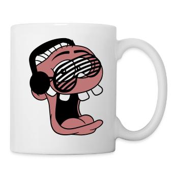 DJ Gesicht Lustig Lachen Sonnenbrille Party Musik - Tasse - Weiß - Rechts