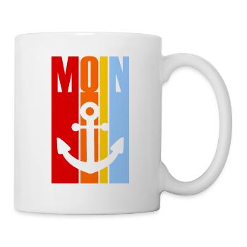 Moin - Guten Morgen - Nordsee - Ostsee - Anker - Tasse - Weiß - Rechts